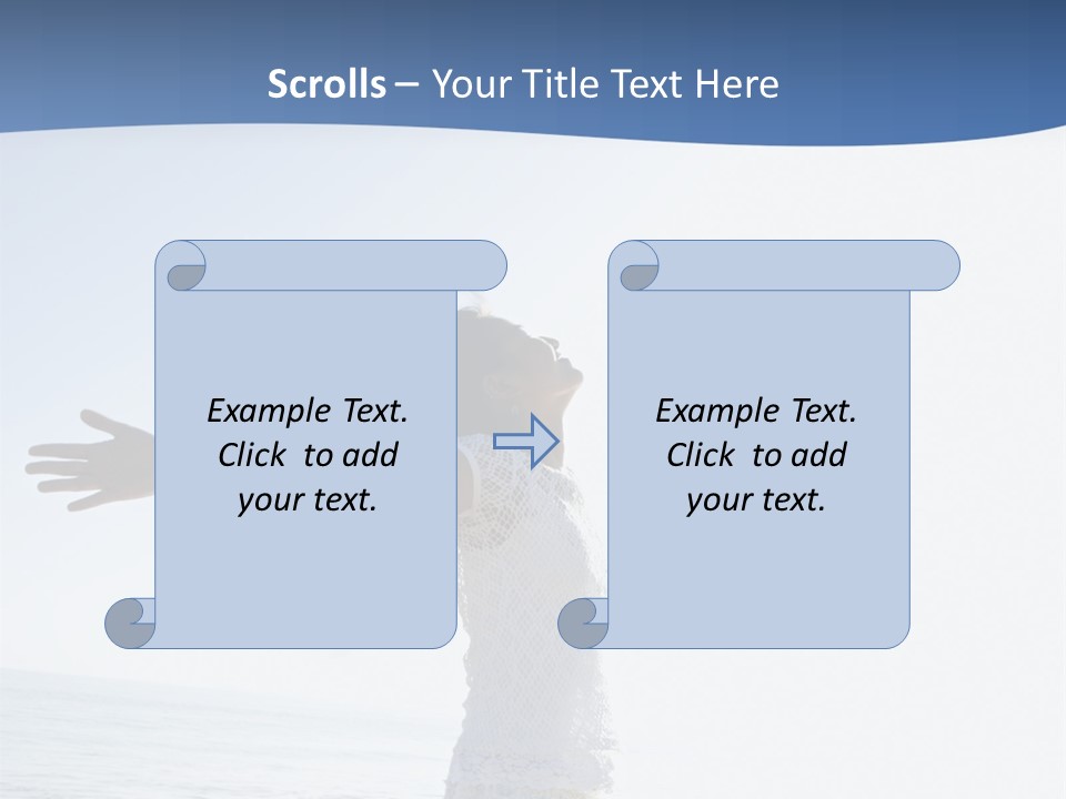 Young Asian Female At Beach Throwing Her Arms Back Behind Her. PowerPoint Template