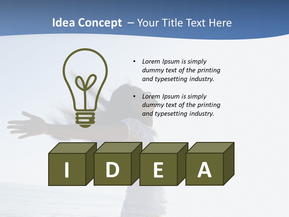 Young Asian Female At Beach Throwing Her Arms Back Behind Her. PowerPoint Template