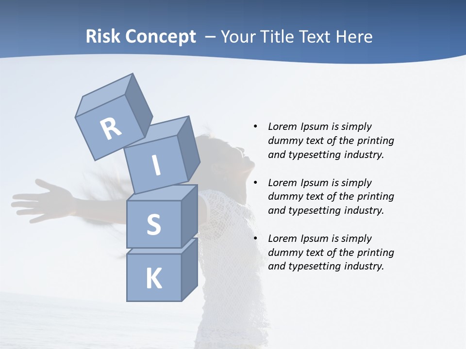 Young Asian Female At Beach Throwing Her Arms Back Behind Her. PowerPoint Template