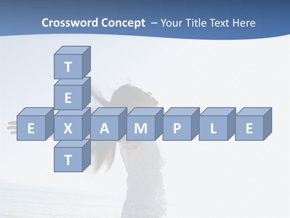 Young Asian Female At Beach Throwing Her Arms Back Behind Her. PowerPoint Template