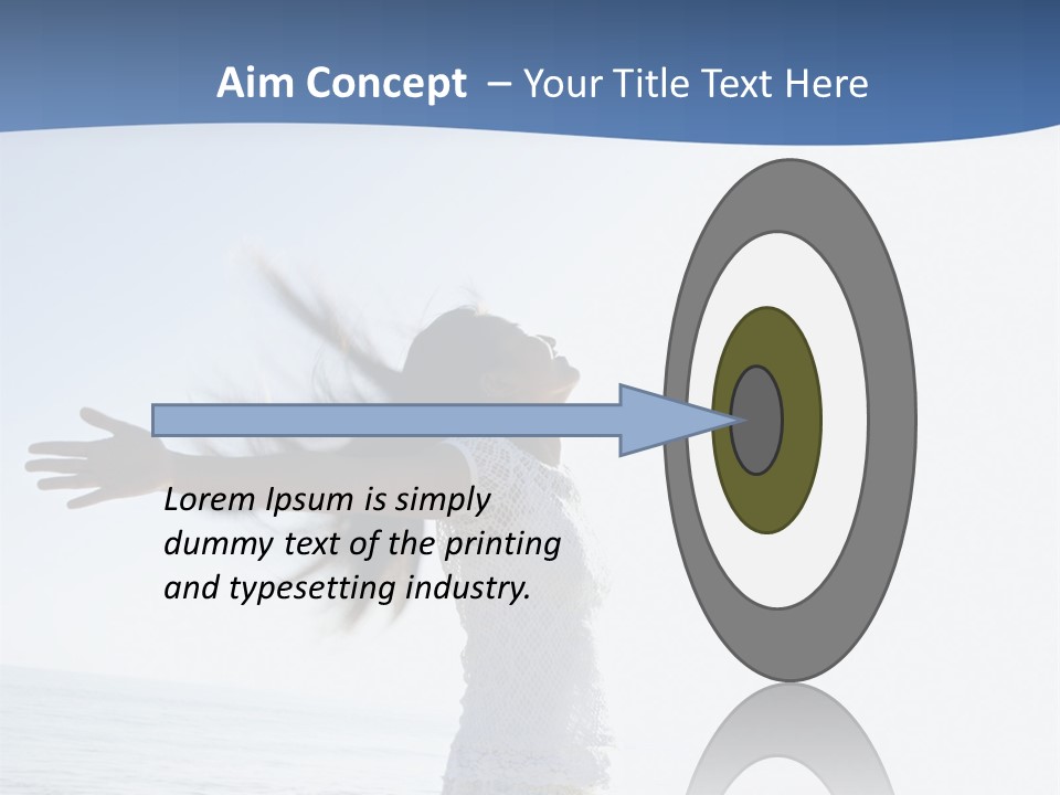 Young Asian Female At Beach Throwing Her Arms Back Behind Her. PowerPoint Template