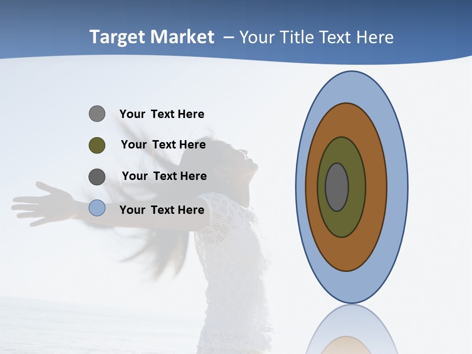 Young Asian Female At Beach Throwing Her Arms Back Behind Her. PowerPoint Template