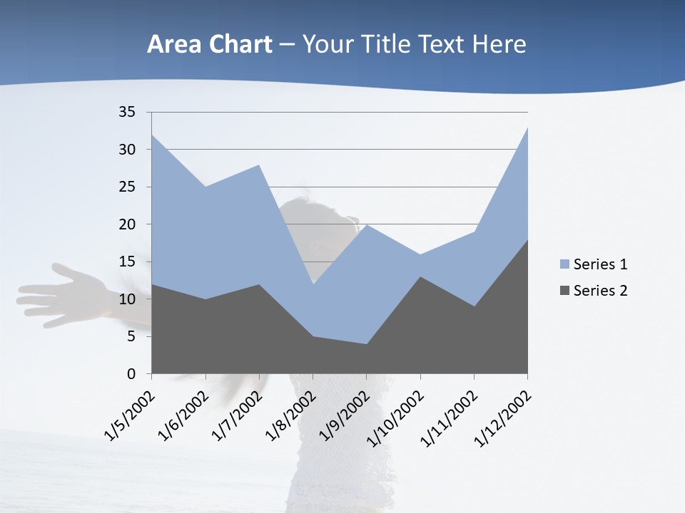 Young Asian Female At Beach Throwing Her Arms Back Behind Her. PowerPoint Template