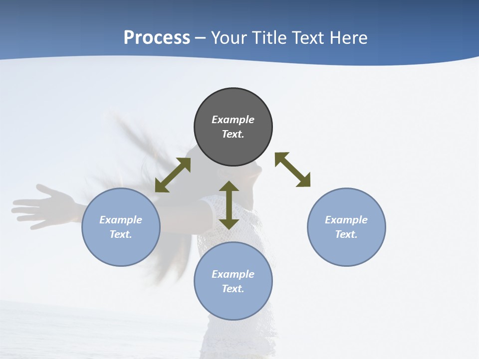 Young Asian Female At Beach Throwing Her Arms Back Behind Her. PowerPoint Template