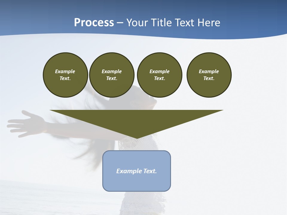 Young Asian Female At Beach Throwing Her Arms Back Behind Her. PowerPoint Template