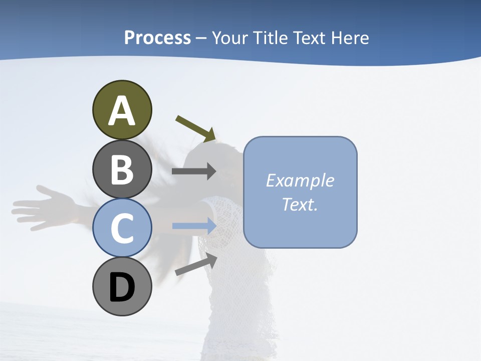 Young Asian Female At Beach Throwing Her Arms Back Behind Her. PowerPoint Template