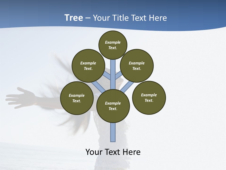 Young Asian Female At Beach Throwing Her Arms Back Behind Her. PowerPoint Template