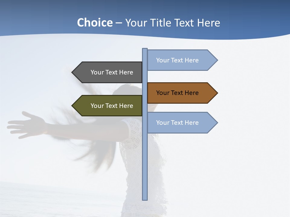 Young Asian Female At Beach Throwing Her Arms Back Behind Her. PowerPoint Template
