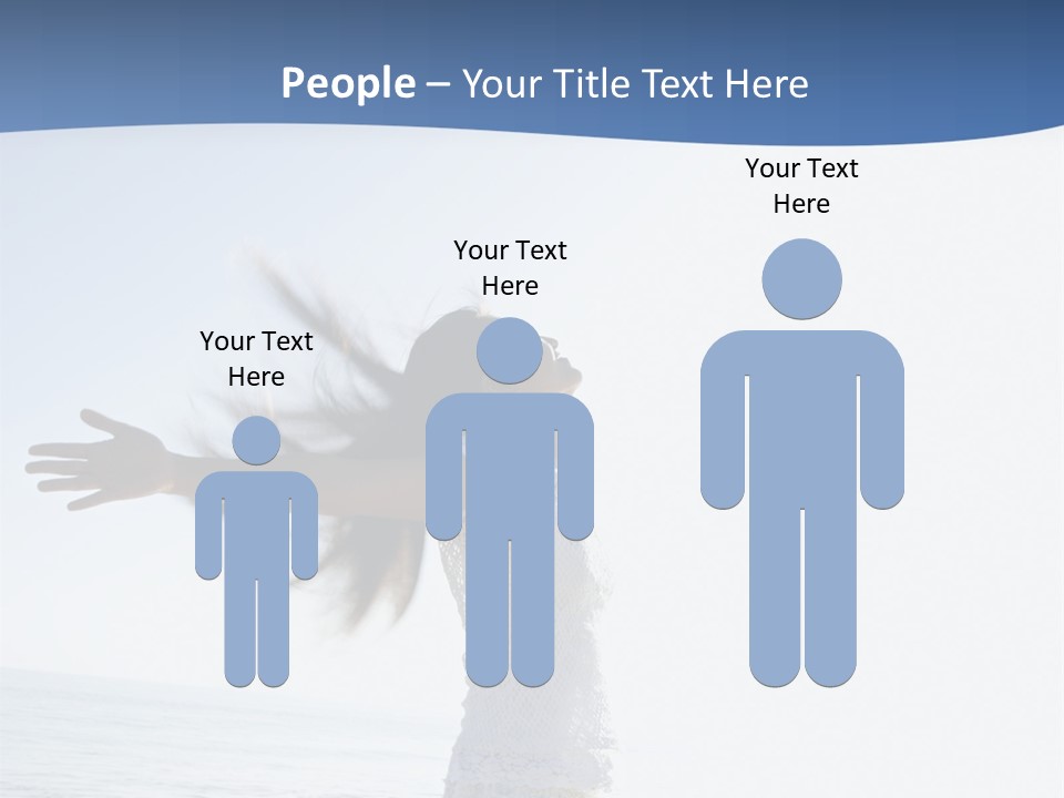 Young Asian Female At Beach Throwing Her Arms Back Behind Her. PowerPoint Template