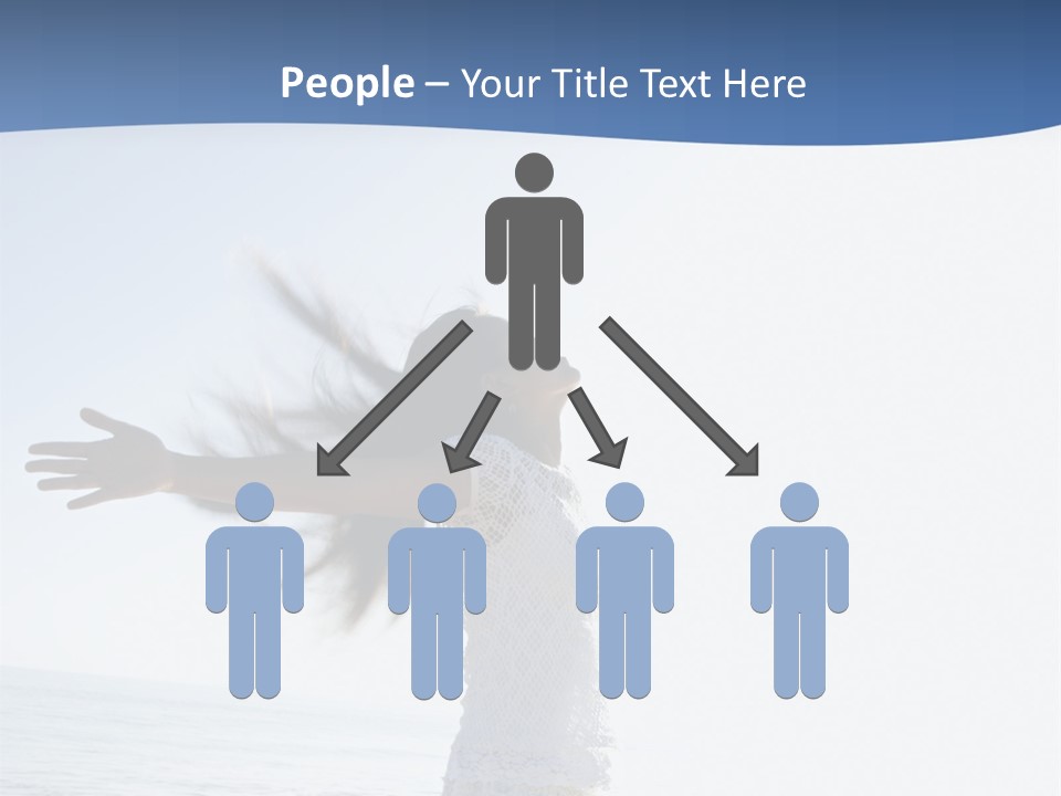 Young Asian Female At Beach Throwing Her Arms Back Behind Her. PowerPoint Template