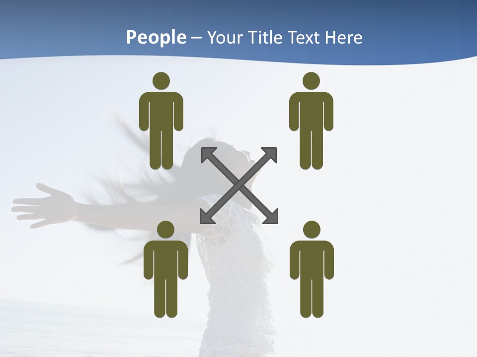 Young Asian Female At Beach Throwing Her Arms Back Behind Her. PowerPoint Template