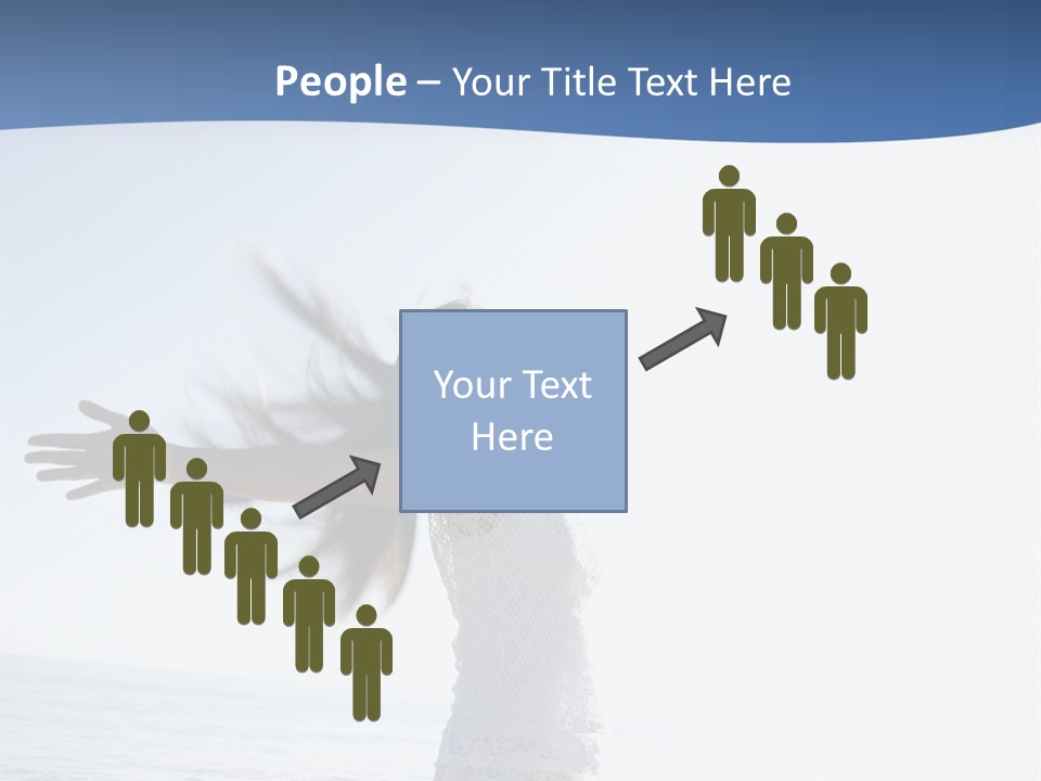 Young Asian Female At Beach Throwing Her Arms Back Behind Her. PowerPoint Template