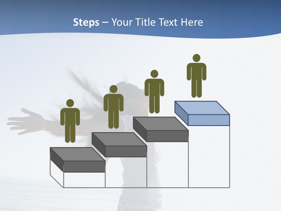 Young Asian Female At Beach Throwing Her Arms Back Behind Her. PowerPoint Template