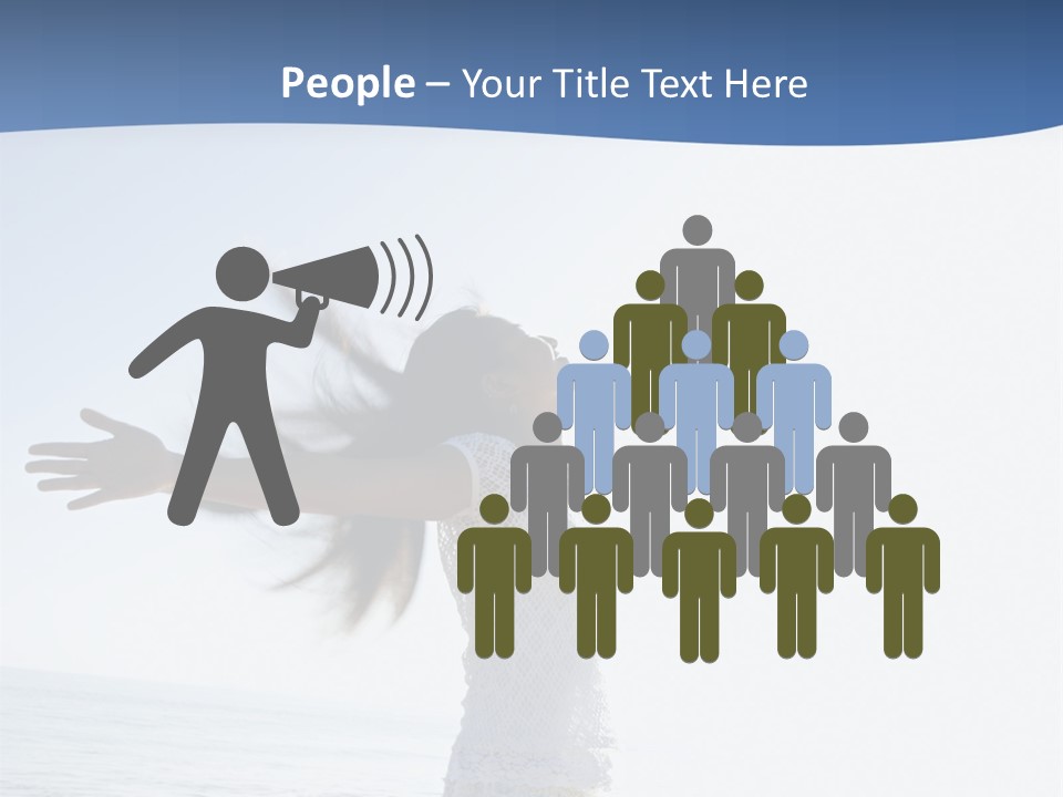 Young Asian Female At Beach Throwing Her Arms Back Behind Her. PowerPoint Template