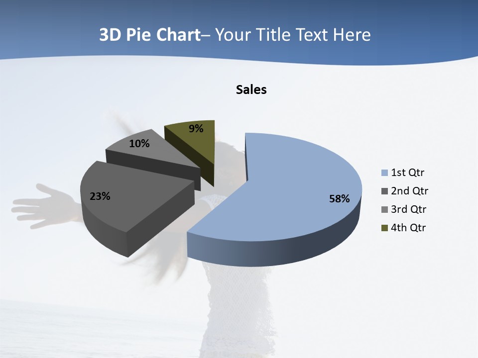 Young Asian Female At Beach Throwing Her Arms Back Behind Her. PowerPoint Template