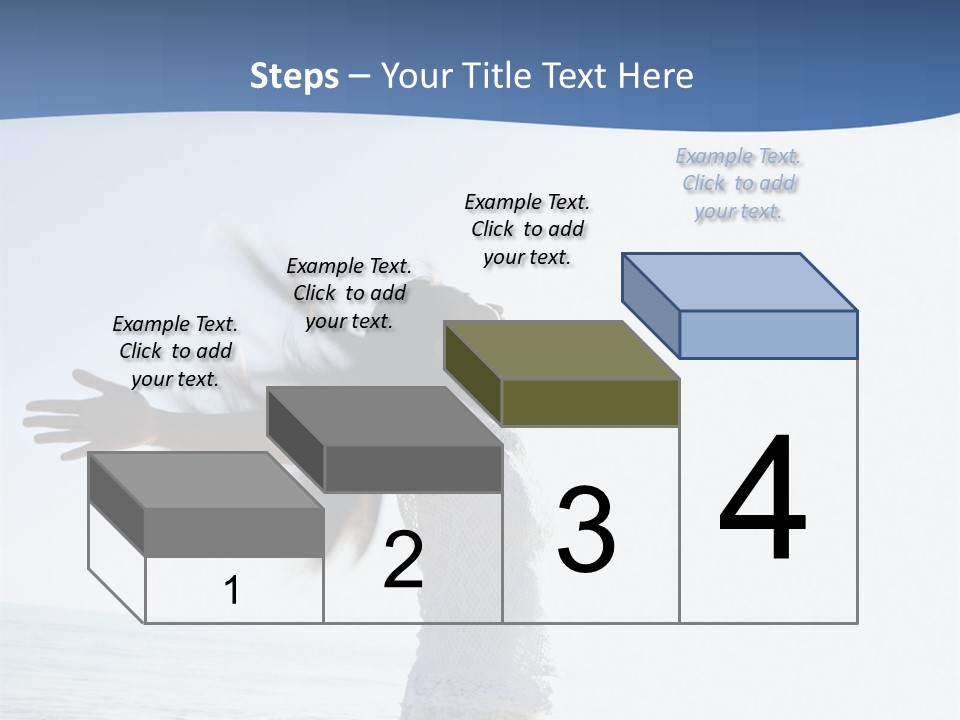 Young Asian Female At Beach Throwing Her Arms Back Behind Her. PowerPoint Template