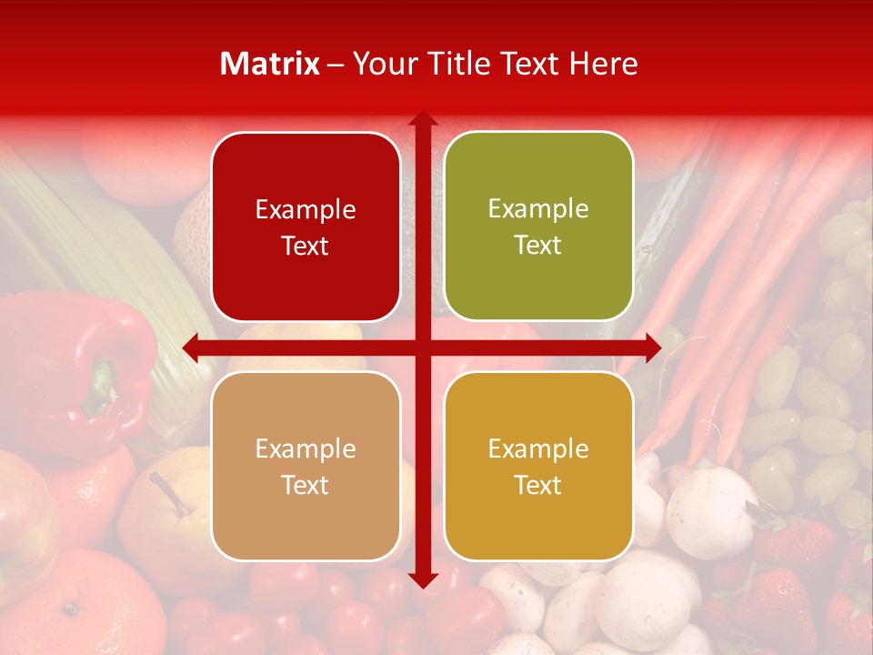 Fresh Fruit And Vegetable Variety, Water Droplets Visible At 100%. PowerPoint Template