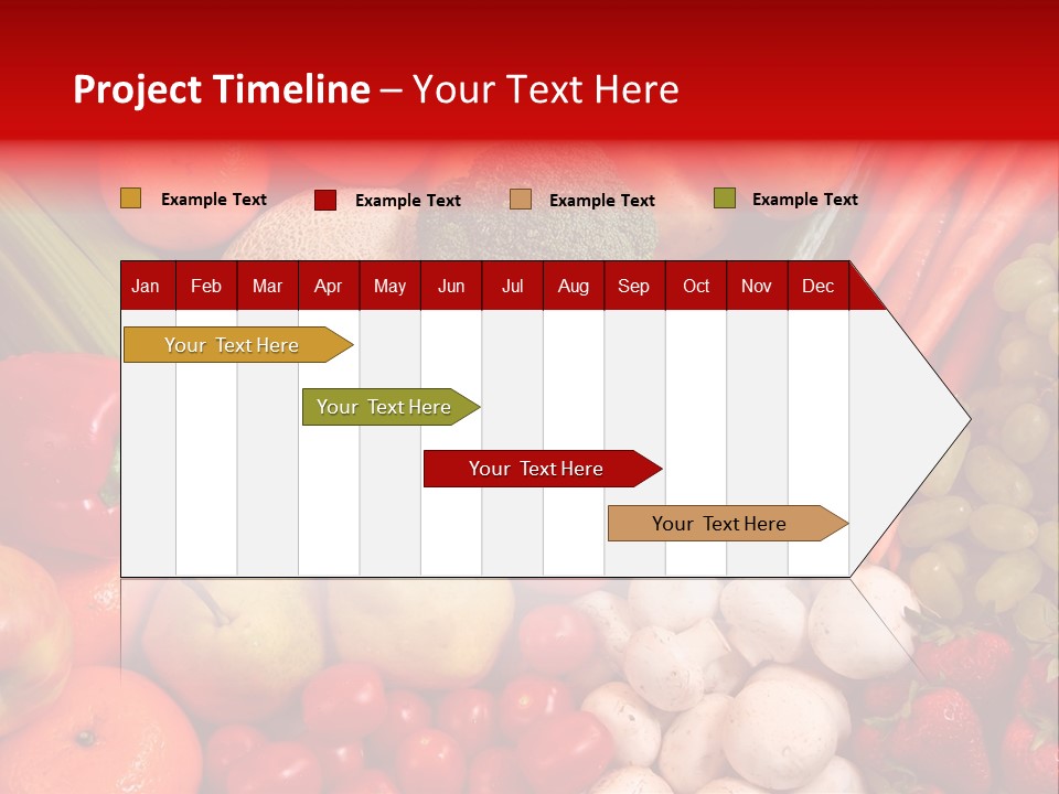 Fresh Fruit And Vegetable Variety, Water Droplets Visible At 100%. PowerPoint Template