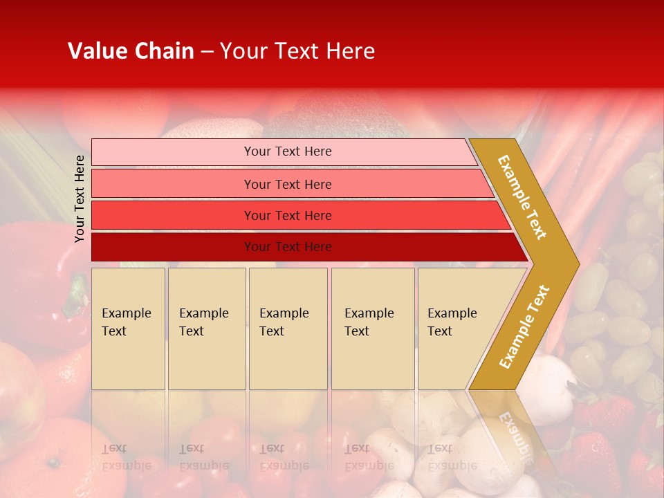 Fresh Fruit And Vegetable Variety, Water Droplets Visible At 100%. PowerPoint Template