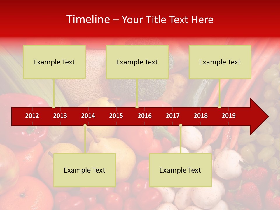 Fresh Fruit And Vegetable Variety, Water Droplets Visible At 100%. PowerPoint Template