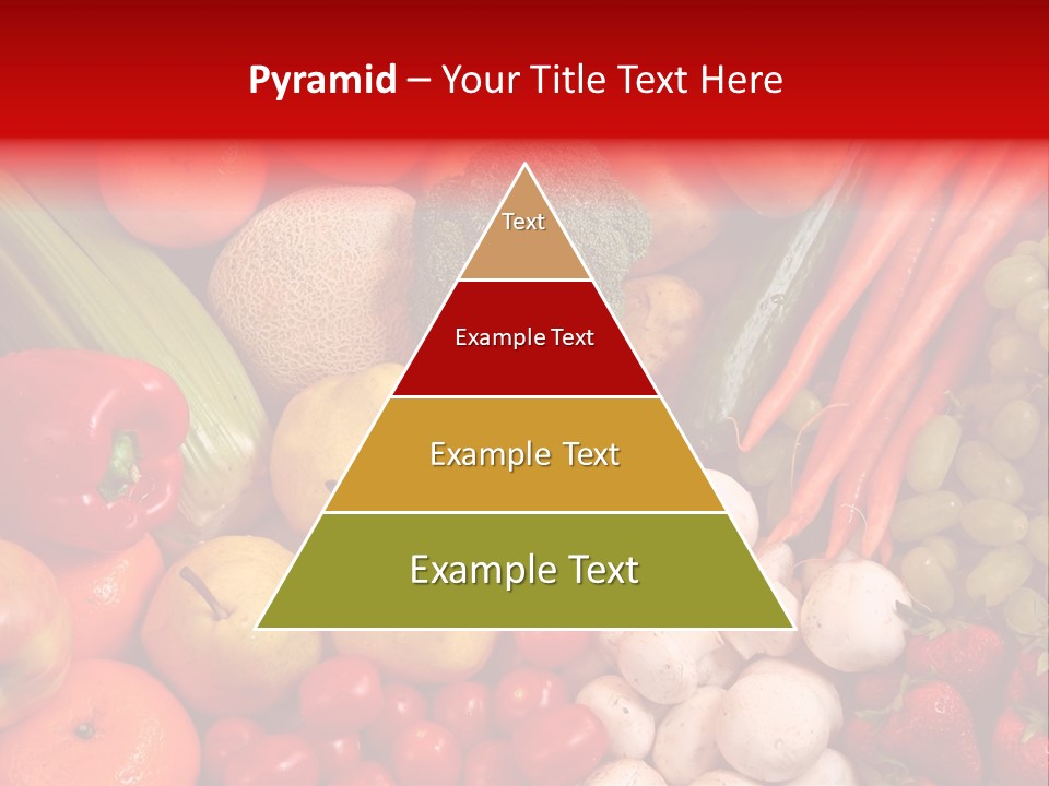 Fresh Fruit And Vegetable Variety, Water Droplets Visible At 100%. PowerPoint Template