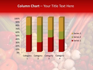 Fresh Fruit And Vegetable Variety, Water Droplets Visible At 100%. PowerPoint Template