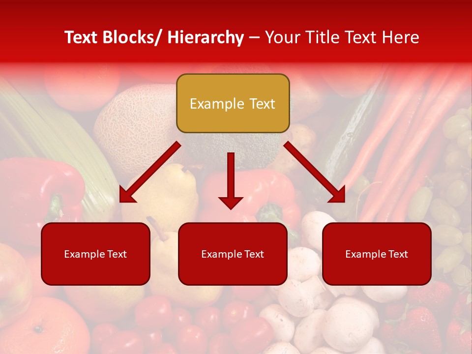 Fresh Fruit And Vegetable Variety, Water Droplets Visible At 100%. PowerPoint Template