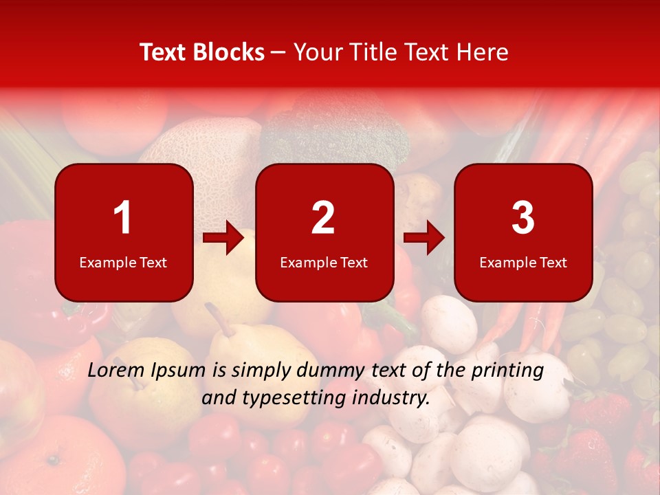 Fresh Fruit And Vegetable Variety, Water Droplets Visible At 100%. PowerPoint Template