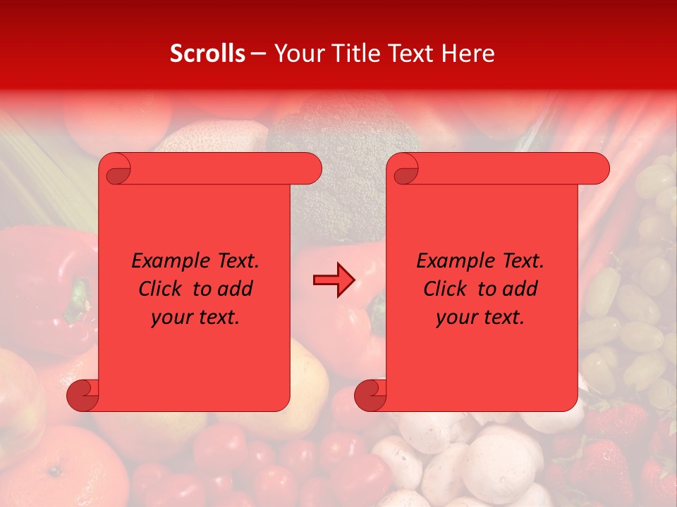 Fresh Fruit And Vegetable Variety, Water Droplets Visible At 100%. PowerPoint Template