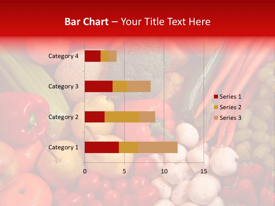 Fresh Fruit And Vegetable Variety, Water Droplets Visible At 100%. PowerPoint Template