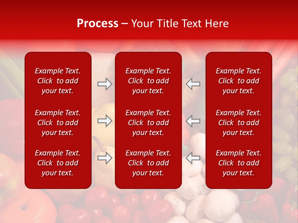 Fresh Fruit And Vegetable Variety, Water Droplets Visible At 100%. PowerPoint Template