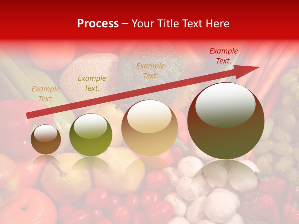 Fresh Fruit And Vegetable Variety, Water Droplets Visible At 100%. PowerPoint Template