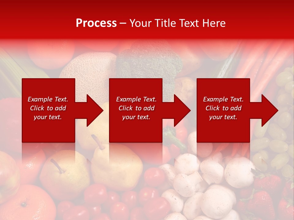 Fresh Fruit And Vegetable Variety, Water Droplets Visible At 100%. PowerPoint Template