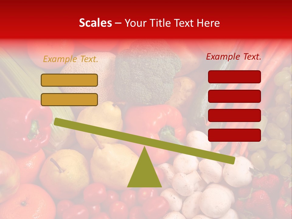 Fresh Fruit And Vegetable Variety, Water Droplets Visible At 100%. PowerPoint Template