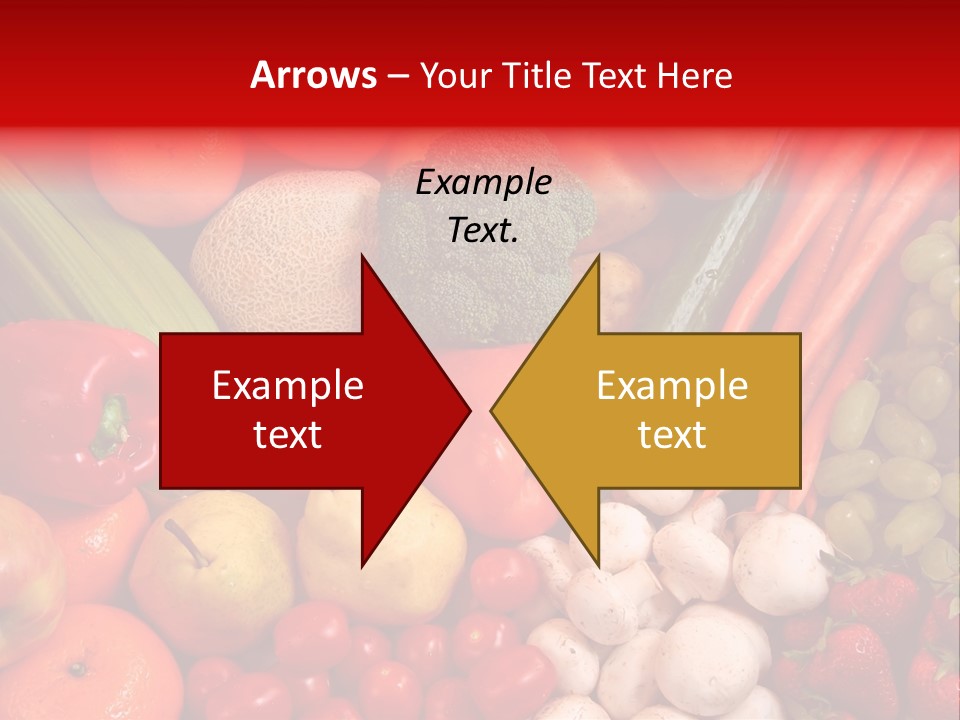 Fresh Fruit And Vegetable Variety, Water Droplets Visible At 100%. PowerPoint Template