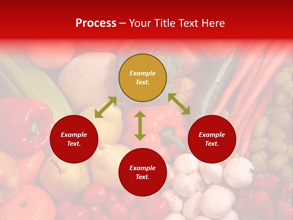 Fresh Fruit And Vegetable Variety, Water Droplets Visible At 100%. PowerPoint Template