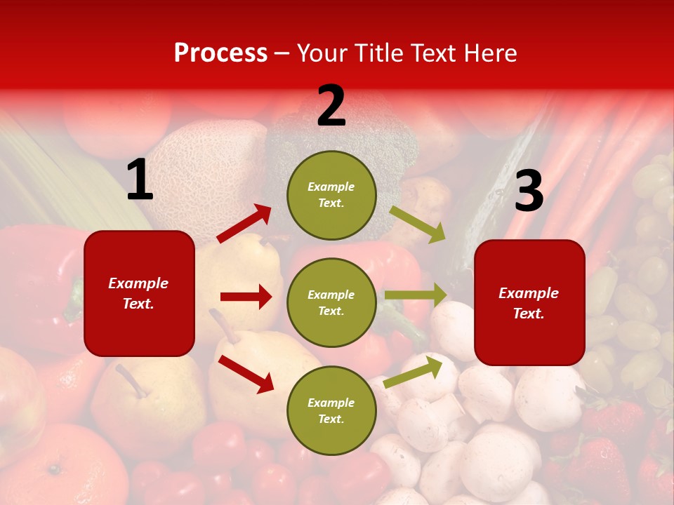 Fresh Fruit And Vegetable Variety, Water Droplets Visible At 100%. PowerPoint Template