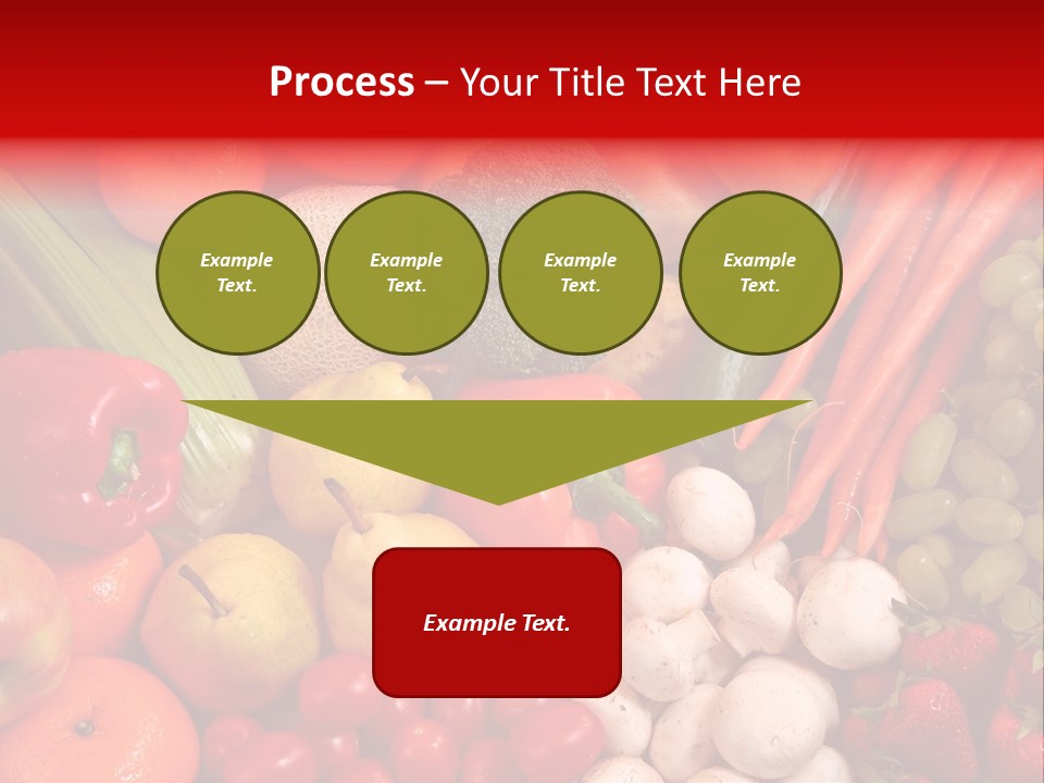 Fresh Fruit And Vegetable Variety, Water Droplets Visible At 100%. PowerPoint Template