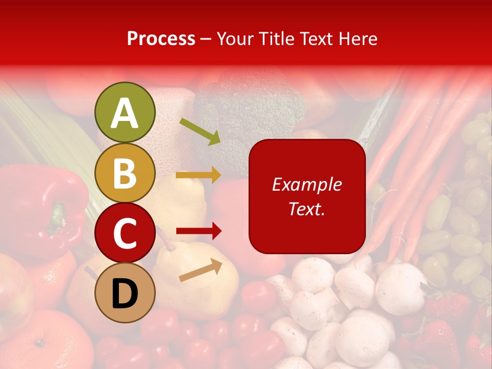 Fresh Fruit And Vegetable Variety, Water Droplets Visible At 100%. PowerPoint Template