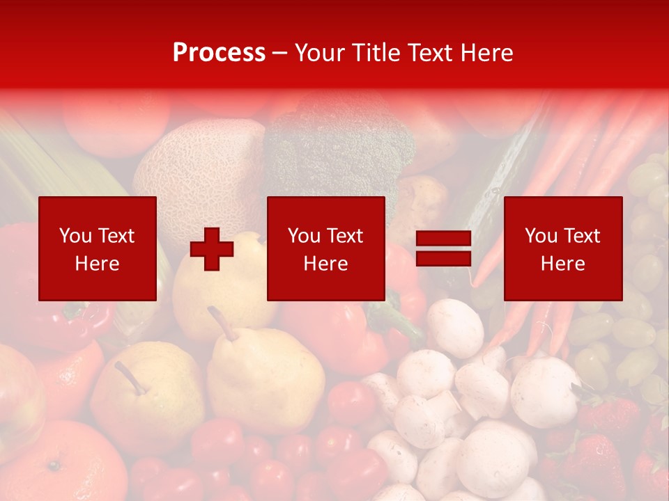Fresh Fruit And Vegetable Variety, Water Droplets Visible At 100%. PowerPoint Template