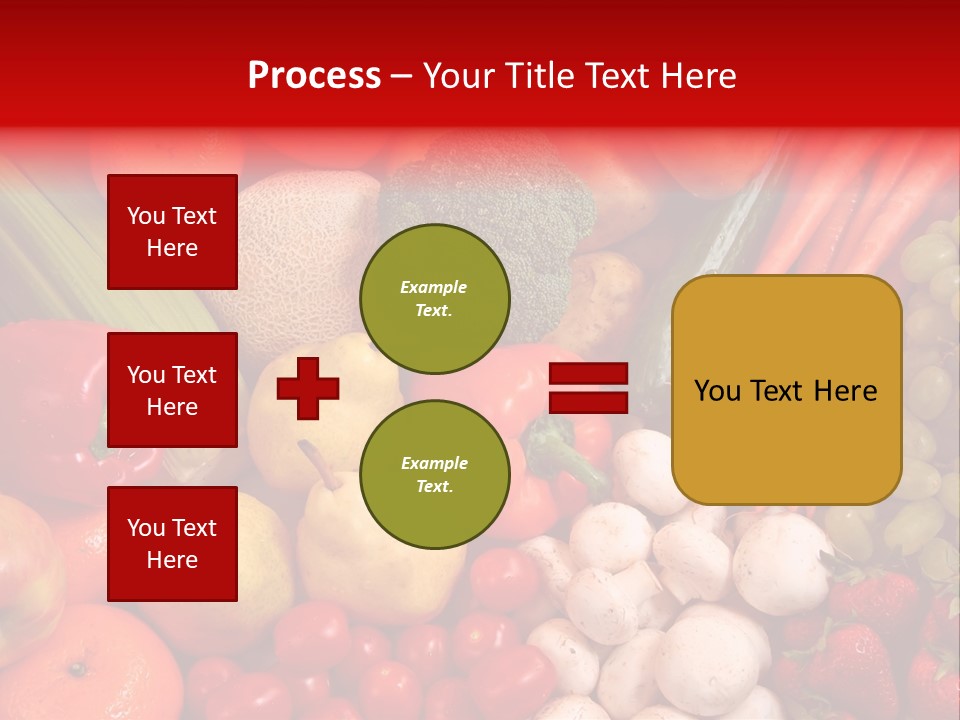 Fresh Fruit And Vegetable Variety, Water Droplets Visible At 100%. PowerPoint Template