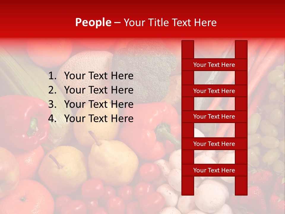 Fresh Fruit And Vegetable Variety, Water Droplets Visible At 100%. PowerPoint Template