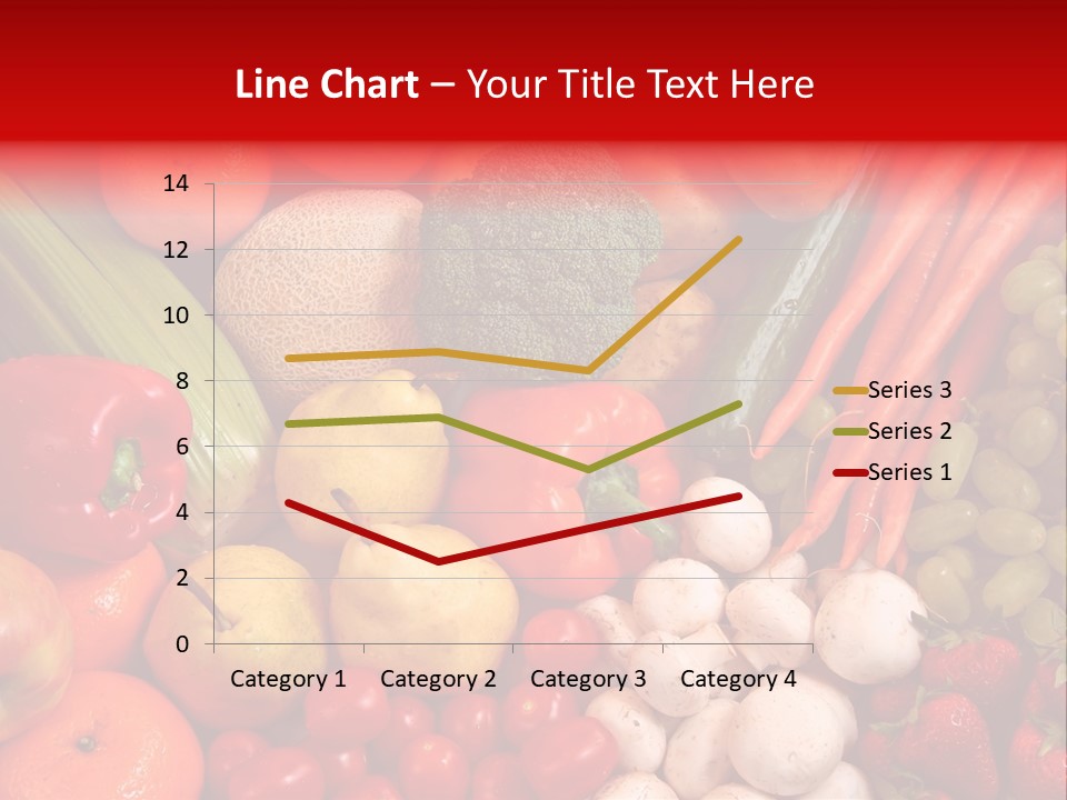 Fresh Fruit And Vegetable Variety, Water Droplets Visible At 100%. PowerPoint Template