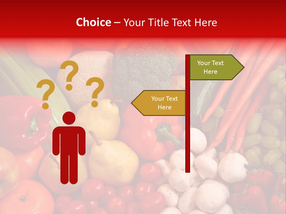 Fresh Fruit And Vegetable Variety, Water Droplets Visible At 100%. PowerPoint Template