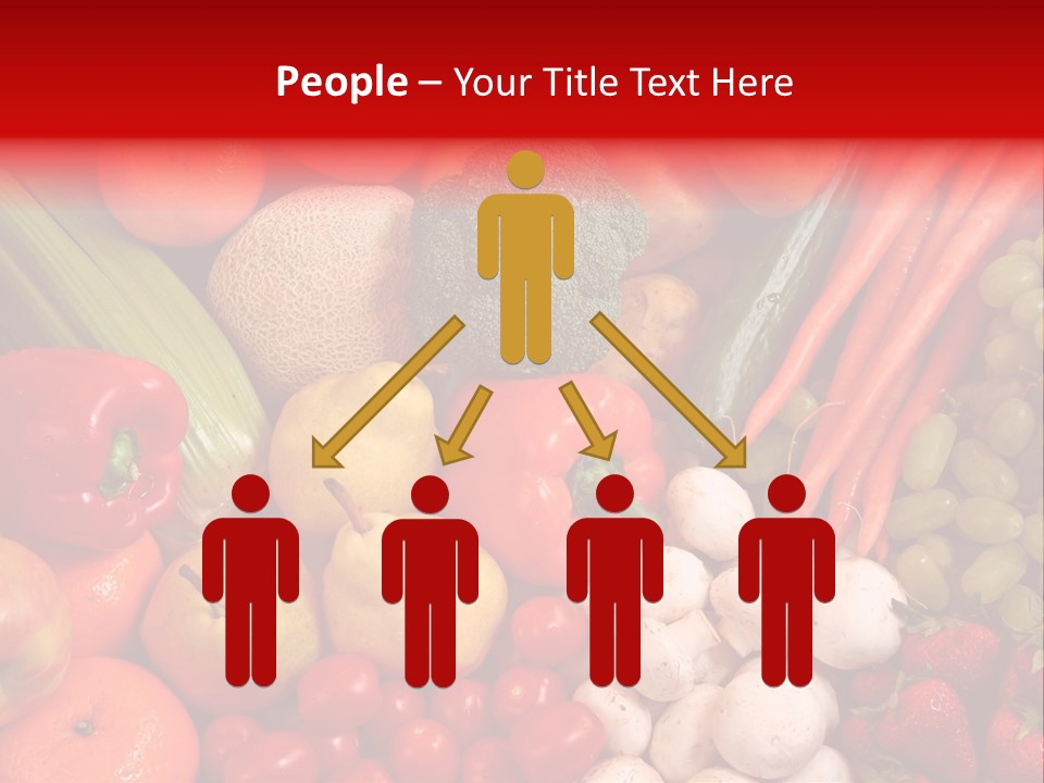 Fresh Fruit And Vegetable Variety, Water Droplets Visible At 100%. PowerPoint Template