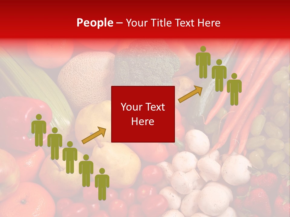 Fresh Fruit And Vegetable Variety, Water Droplets Visible At 100%. PowerPoint Template