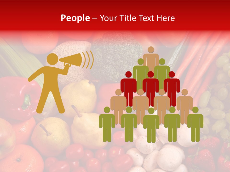 Fresh Fruit And Vegetable Variety, Water Droplets Visible At 100%. PowerPoint Template