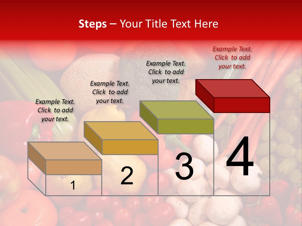 Fresh Fruit And Vegetable Variety, Water Droplets Visible At 100%. PowerPoint Template