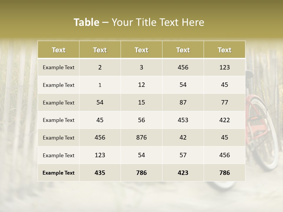 Red Vintage Bicycle With Basket And Flowers Leaning Against Wooden Fence At Beach. PowerPoint Template