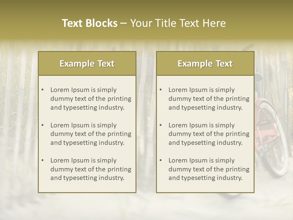 Red Vintage Bicycle With Basket And Flowers Leaning Against Wooden Fence At Beach. PowerPoint Template